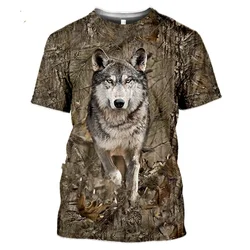 Vintage Camo Hunting Animal Print T-shirt Casual Oversized 3d Printed T-shirt for Men Street Vintage Crew-neck Short-sleeved Top