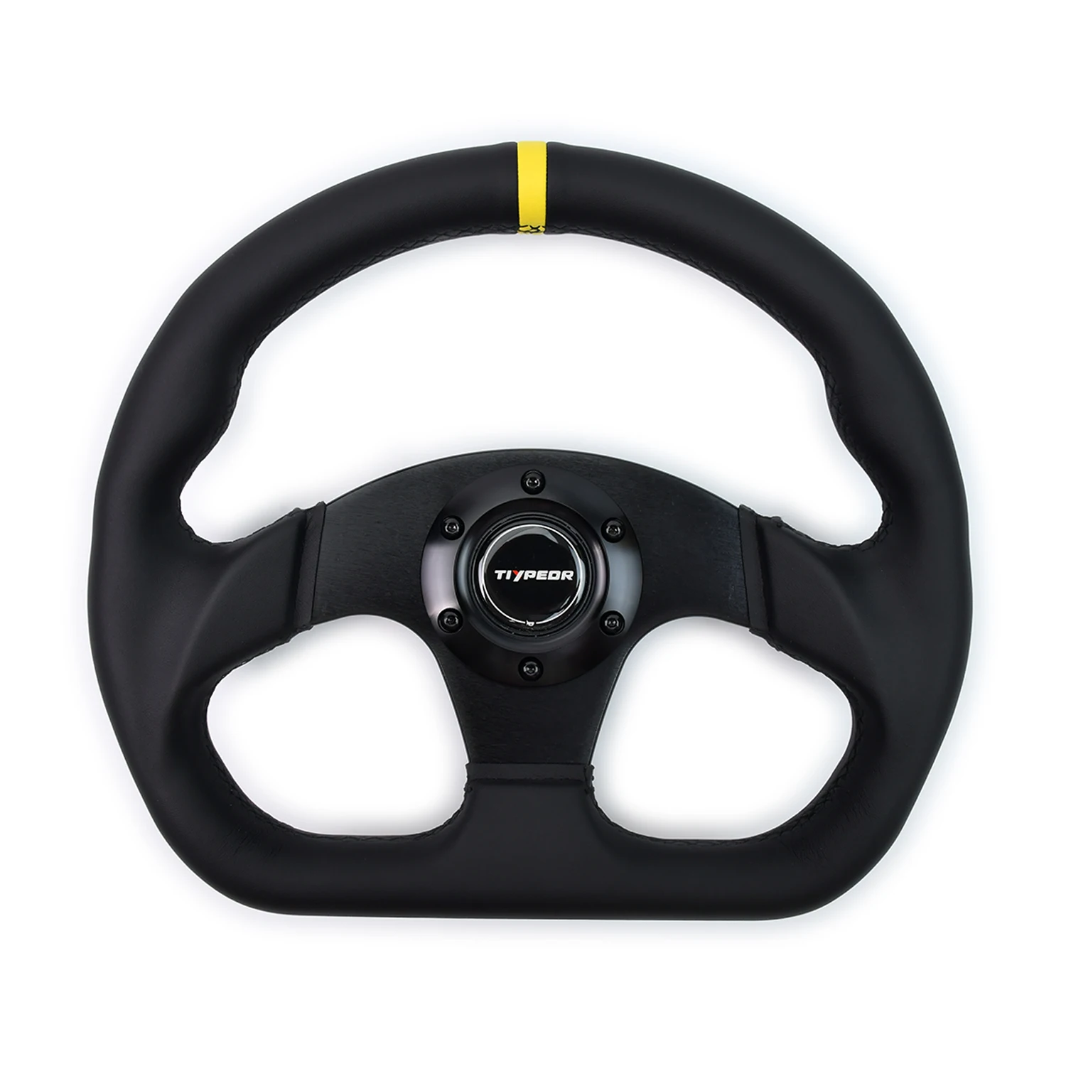 TIYPEOR 330mm13Inch Racing Drift Flat Steering Wheel Black Stitching Steering Wheel Fit Car and Simulation Racing Game