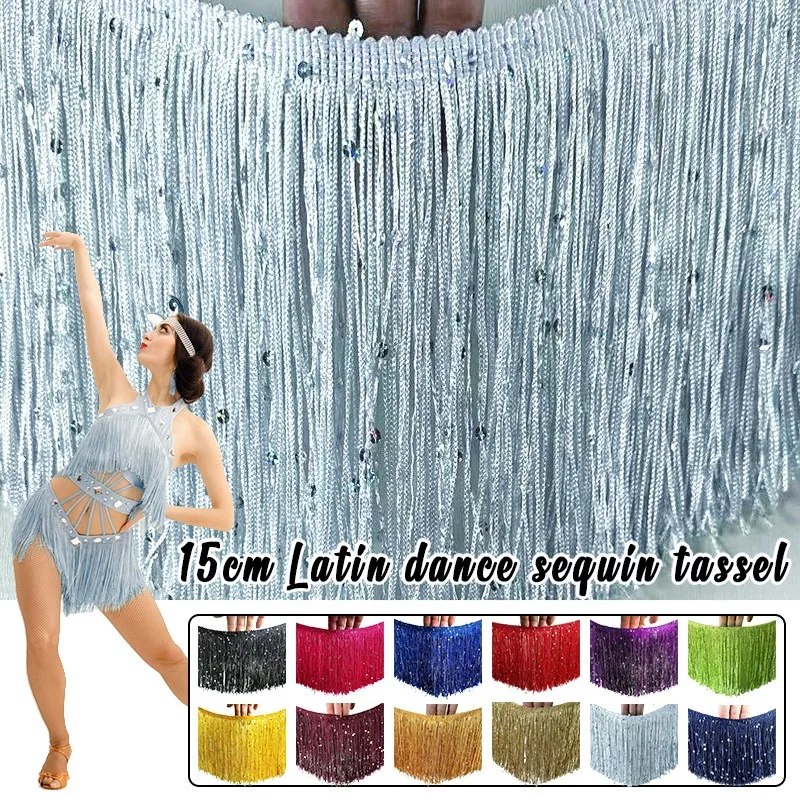 

10m Tassels Fringe Trim Lace Ribbon Tassels Latin Dresses Fringes Sequin Decorative Trimming for Curtain Dress Clohting Supplies