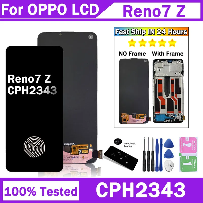 6.43 "Super Amoled dla Oppo Reno7 Z Reno 7Z Reno7Z 5G CPH2343 wyświetlacz LCD z ramką ekran dotykowy Digitizer zgromadzenie
