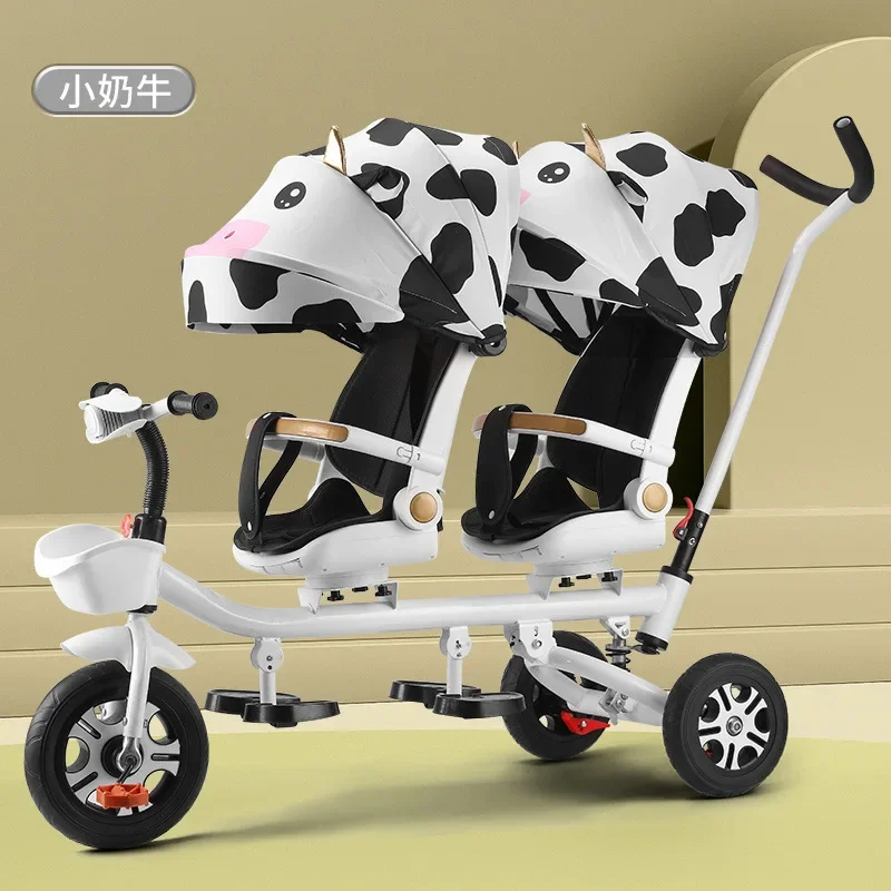

Children's Tricycle Double Baby Bicycle Twin Handcart Baby Lightweight Stroller Large Size Manufacturer Wholesale