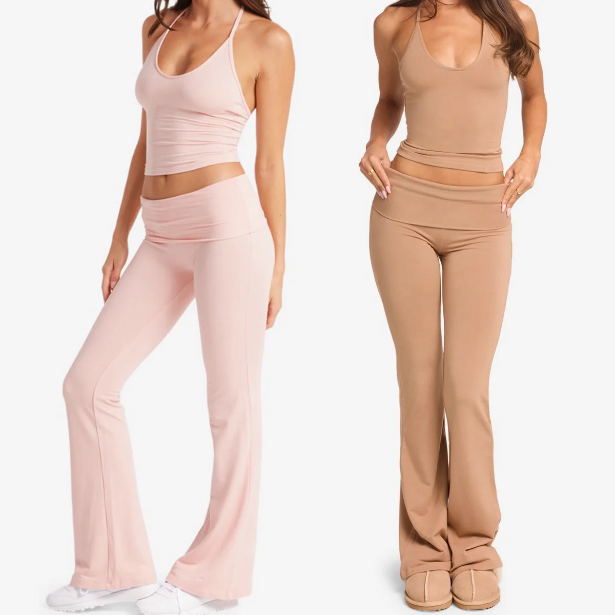 

2-х предметный комплект для йоги, спортивный комплект, тренировочная одежда для женщин, брюки-клеш с высокой талией, спортивный бюстгальтер, костюм, женская одежда, женский спортивный костюм, жилет