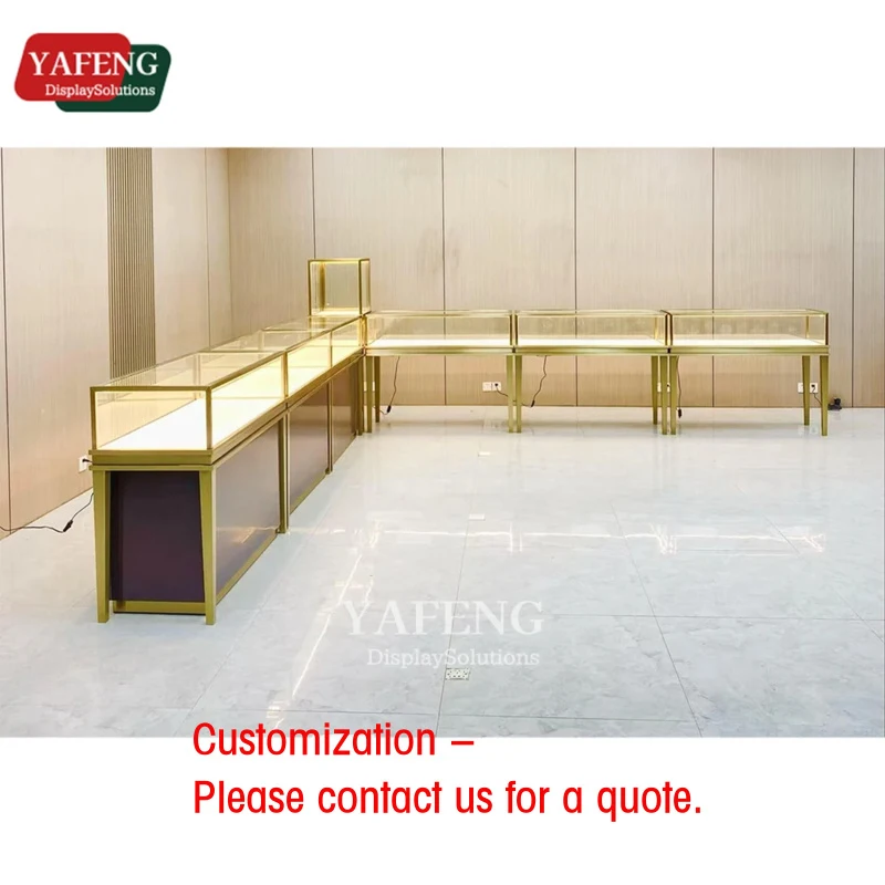 custom.Glamorous LED Tempered Glass Jewelry Cabinet Metal Jewelry Kiosk Display Cabinets Shopping Malls Makes Your Precious