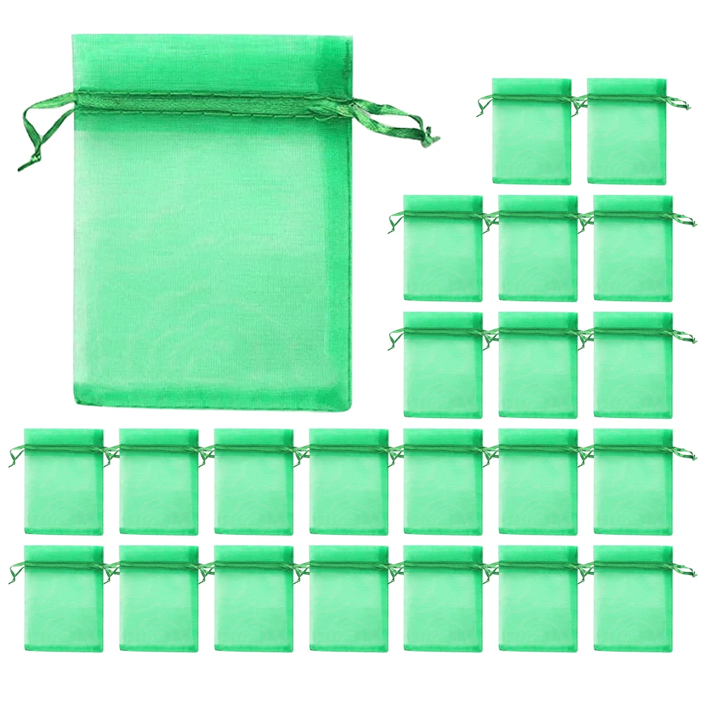 

100pcs Fruit Mesh Bags 20x30cm Green Drawstring Design for Apples Peaches Gardening Reusable Net Bags Vegetable Protection