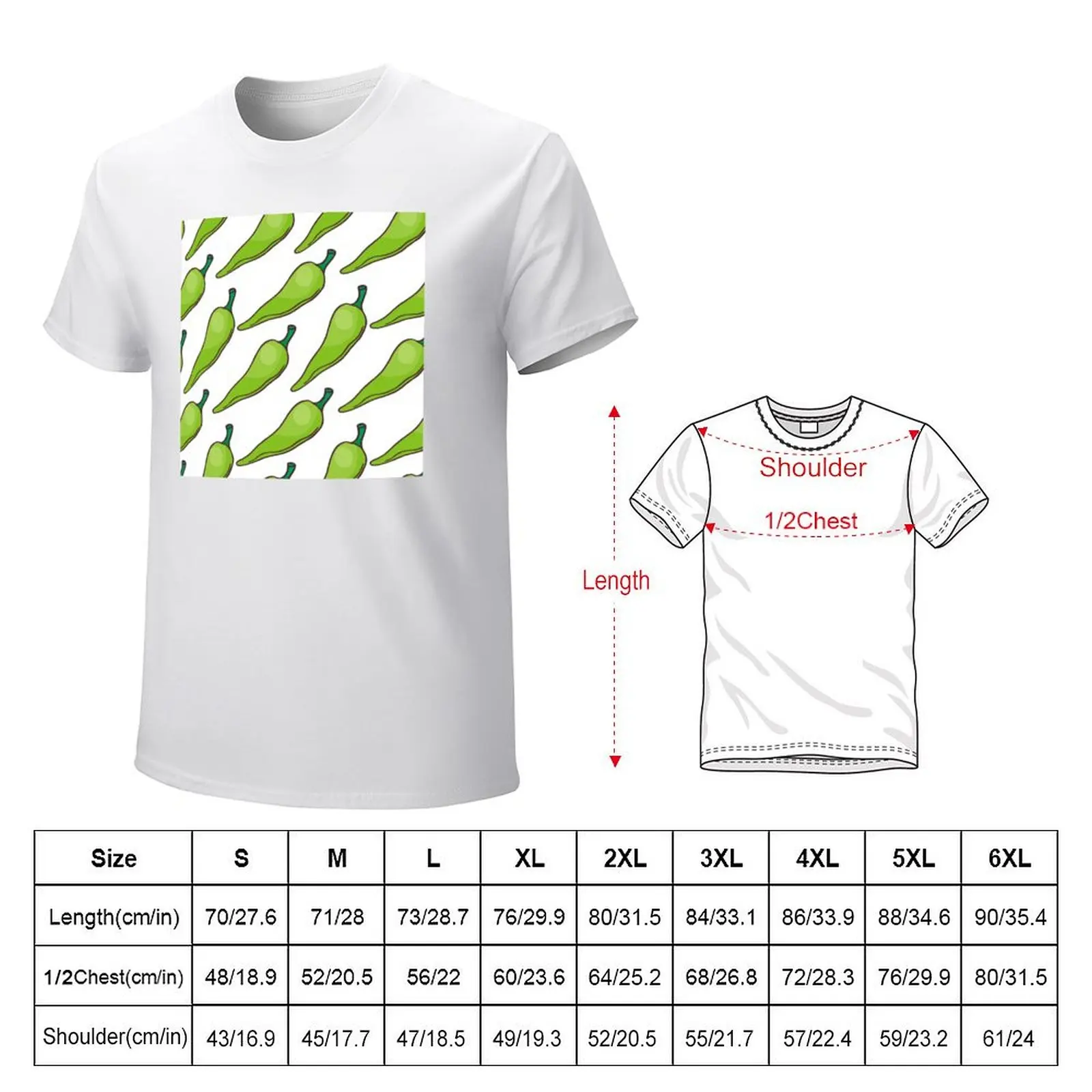 Green Pepper Pattern T-shirt cute tops Aesthetic clothing shirts graphic tees funny t shirts for men