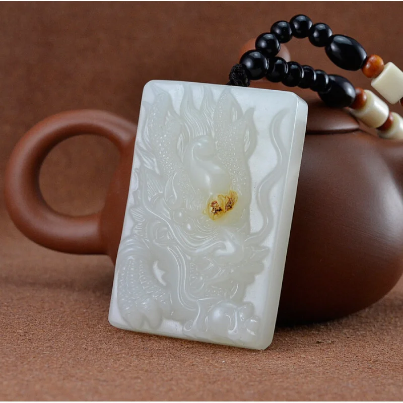 , Hotan pendants, pendant pieces, natural , white ,-shaped jade with skin,