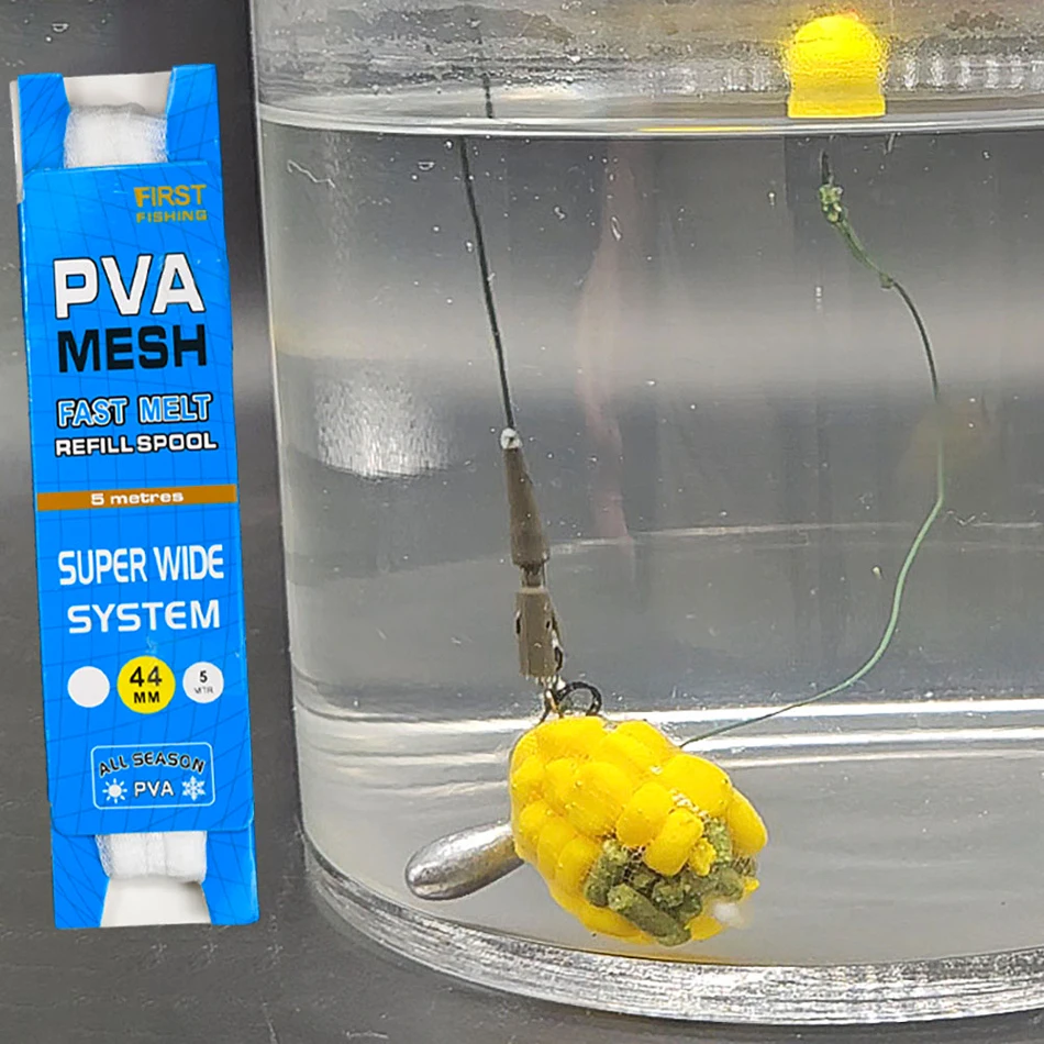 5M/Karte 18mm 25mm 37mm 44mm Breite Karpfen Angeln PVA Net Löslich Schmale Fisch mesh Net Refill Strumpf Feeder Falle Köder Tasche – Detail 1