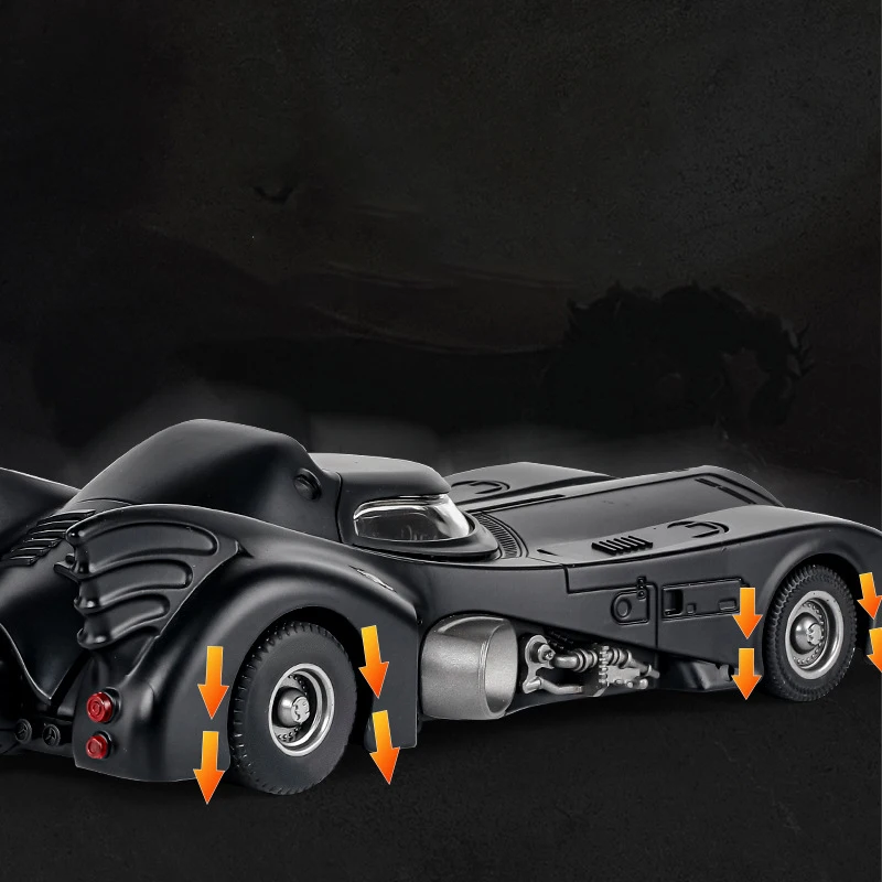 Batmobile Bat 1989 coche de aleación, vehículo fundido a presión y de juguete, modelo de coche, sonido y luz, juguetes para niños, regalos para