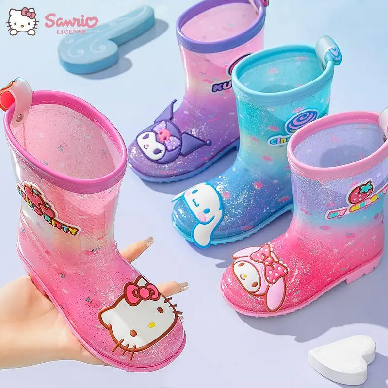 

Sanrio Melody Cartoon Fashion Rain Shoes Summer New Style Lightweight Anti-Slip Rain Boots Colorful Crystal Deodorant Watershoes