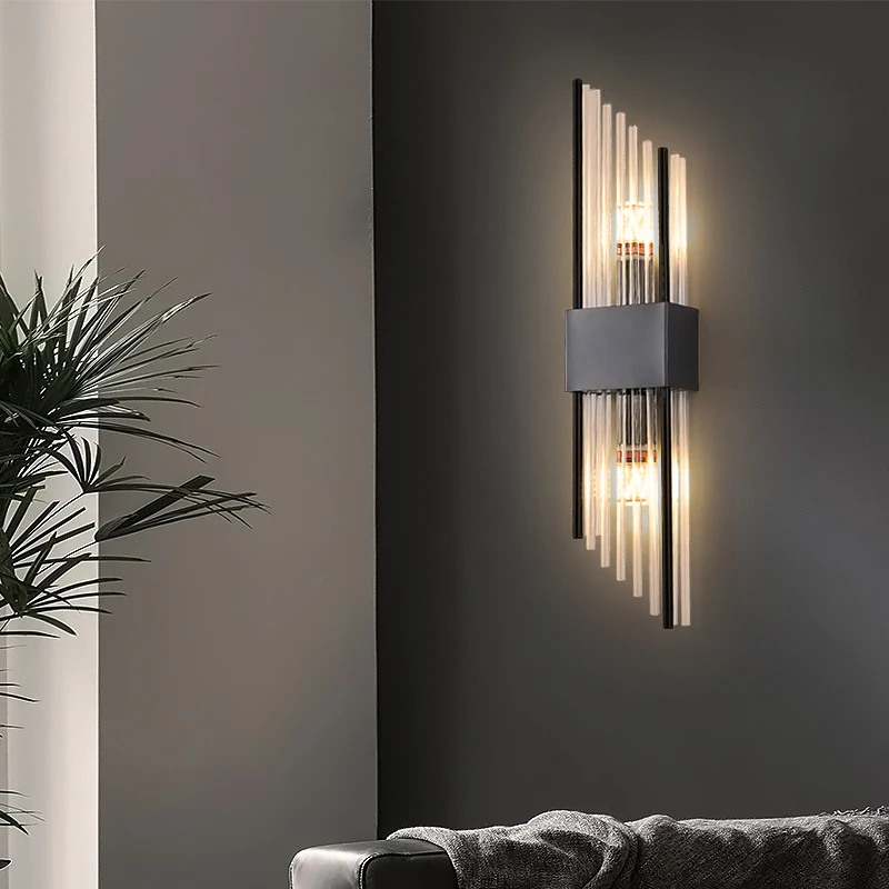 Modern Leds Stainless Steel Crystal Wall light sconces Gold/Black Living room Bedroom Bedside Corridor Home interior decoration