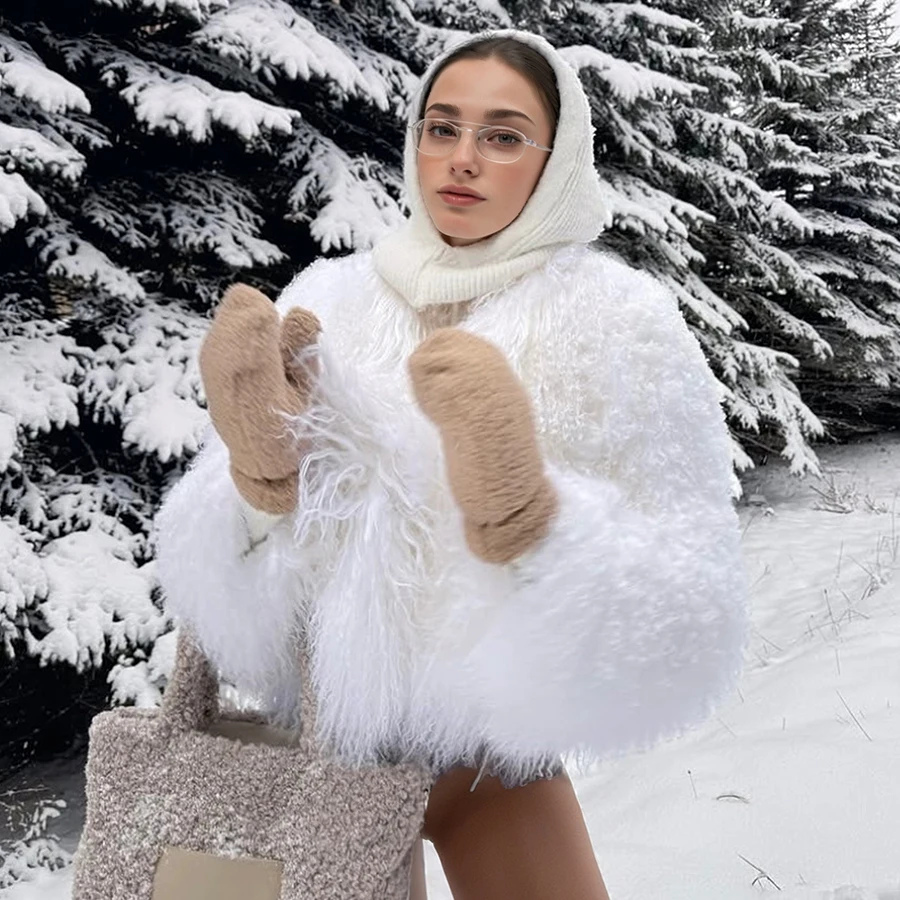 Short White Fur Coat Mongolian Sheep Jackets Genuine Fur Coat For Women Fashion Best Seller Natural Mongolian Fur