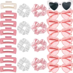 6/8 sets Heart Shaped Sunglasses Hair Ties Scrunchies Hair Clips Set Wedding Bridal Shower Gifts Bridesmaid Bachelorette Party