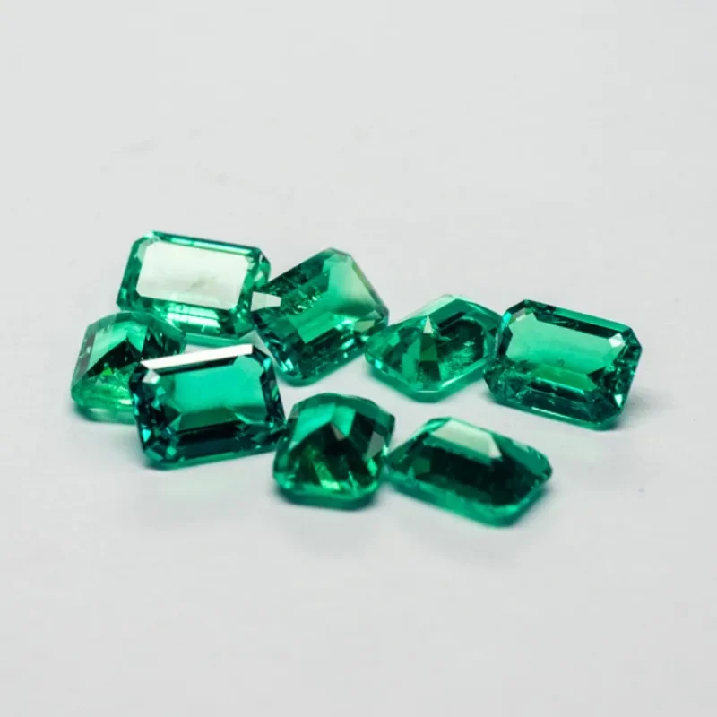 Lab Grown Emerald Cut Columbia Emeralds Hydrothermal Hand Cutting  Advanced Jewelry Making Materials 0.73-1.0ct AGL Certificate