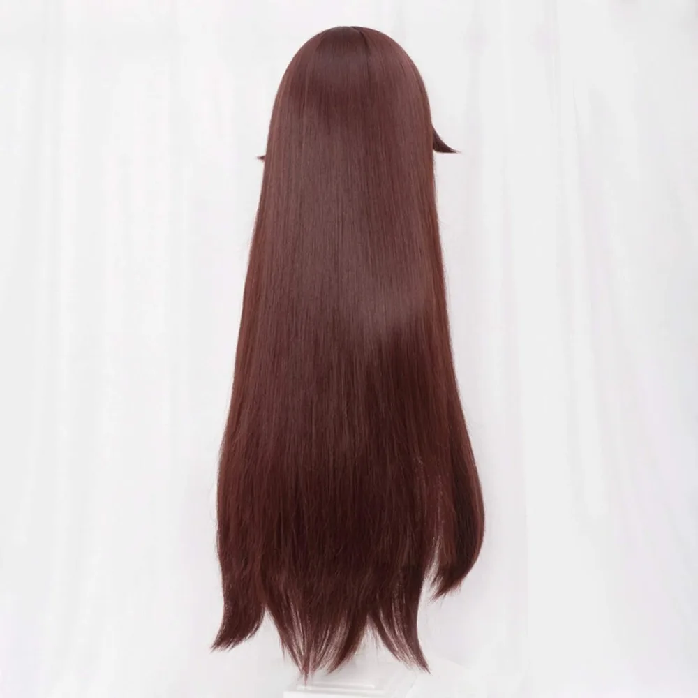 Genshin Impact Amber Cosplay Wigs Game Cosplay Long Brown Straight Wig with Bangs Heat Resistant Synthetic Hair Wigs