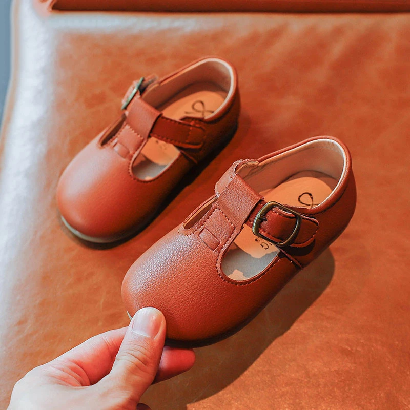 Autumn Girls Leather Shoes Fashion Solid Color Baby Girl Shoes Casual Kids Sneakers Soft Bottom Toddler Shoes Size 21-30 SZ256