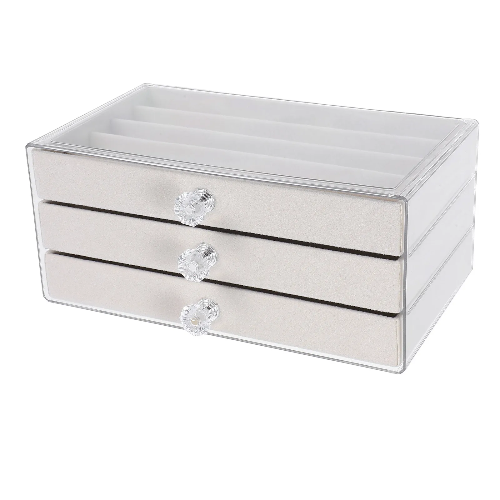 Drawer Style Jewelry Organizer Box Dustproof Necklace Storage Case for Bracelets Pearls Beads Elegant Vanity Tray Women