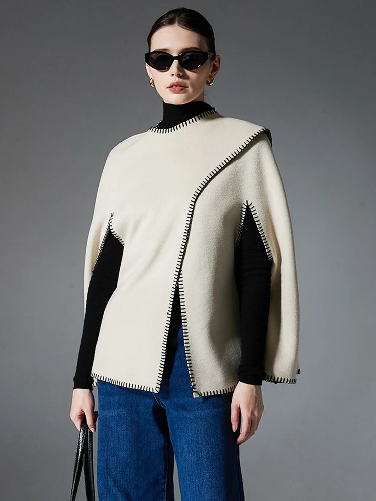 

Autumn Winter Women Lady Layers Poncho Elegant Asymmetrical Cardigans Wraps Shawl Warm Scarve Capa Para Loose Cloak Coat Fashion