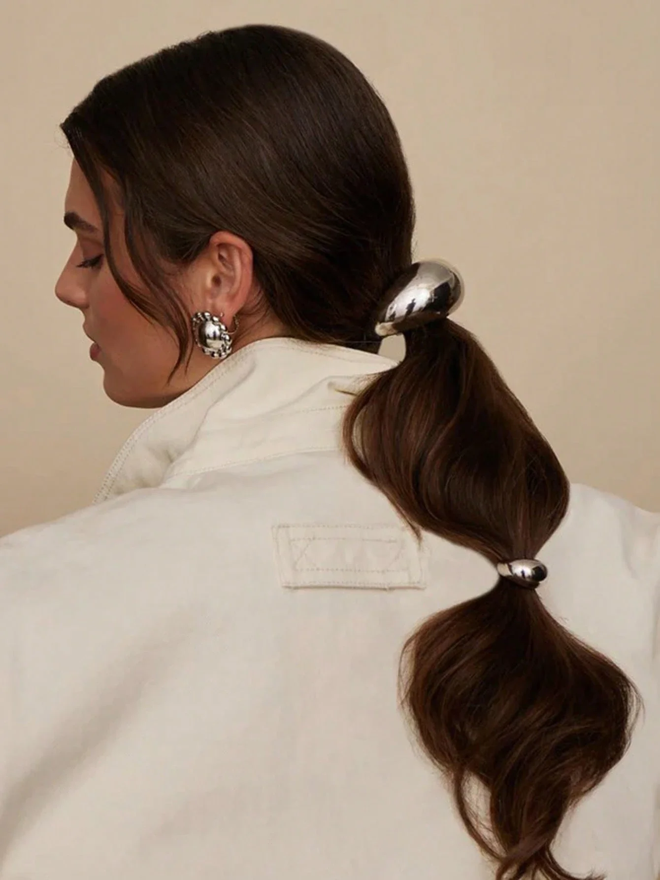 

Metal Geometric Hair Ties Elastic Ponytail Holders For Women Men