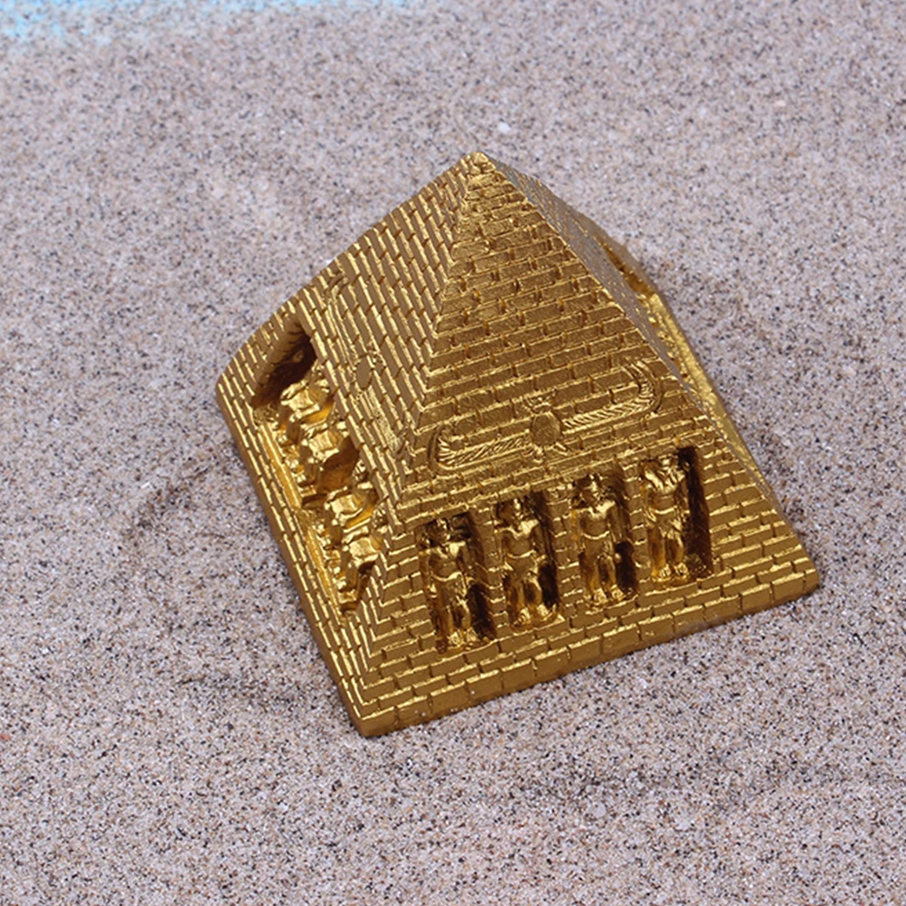 

2pcs Resin Pyramid Ornament Golden Egyptian Mausoleum Handicraft For Home Decor Desktop Decoration Mystical Divination Prop