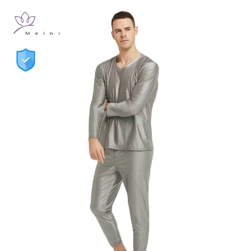 Real electromagnetic radiation protective 100% silver fiber knitted fabric long underwear EMC laboratory EMR shielding underwear