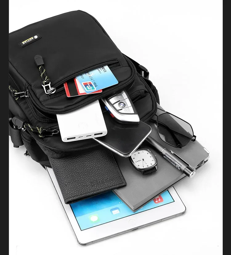 Herren-Umhängetasche, Camping, Wandern, lässig, leicht, Nylon-Umhängetasche für den täglichen Ausflug, Pendeln, kleine Outdoor-Sporthandtasche – Detail 5