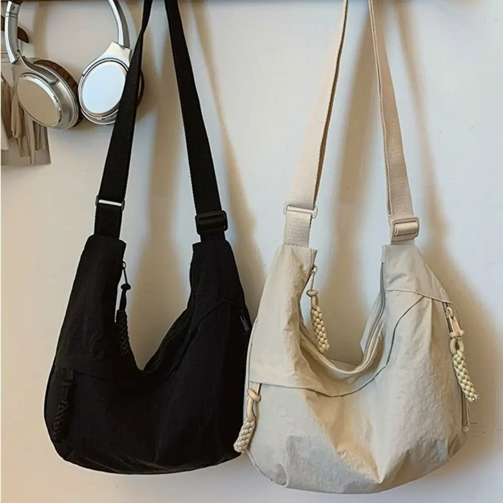 Fashion Large Capacity Women Shoulder Bag Casual Solid Color Dumpling Bag Korea Nylon Crossbody Tote Travel