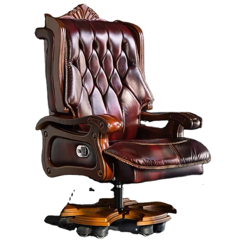 

High-end executive office chair, modern design, brown, rotating, in genuine leather