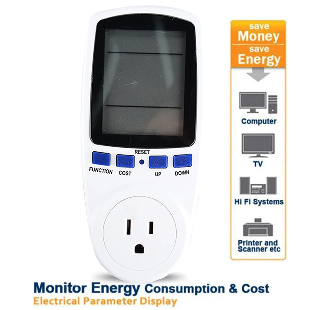 US/UK Inteligentny miernik mocy prądu przemiennego Watomierz Gniazdo hodowlane Licznik energii KWh Napięcie Prąd Częstotliwość Monitor energii