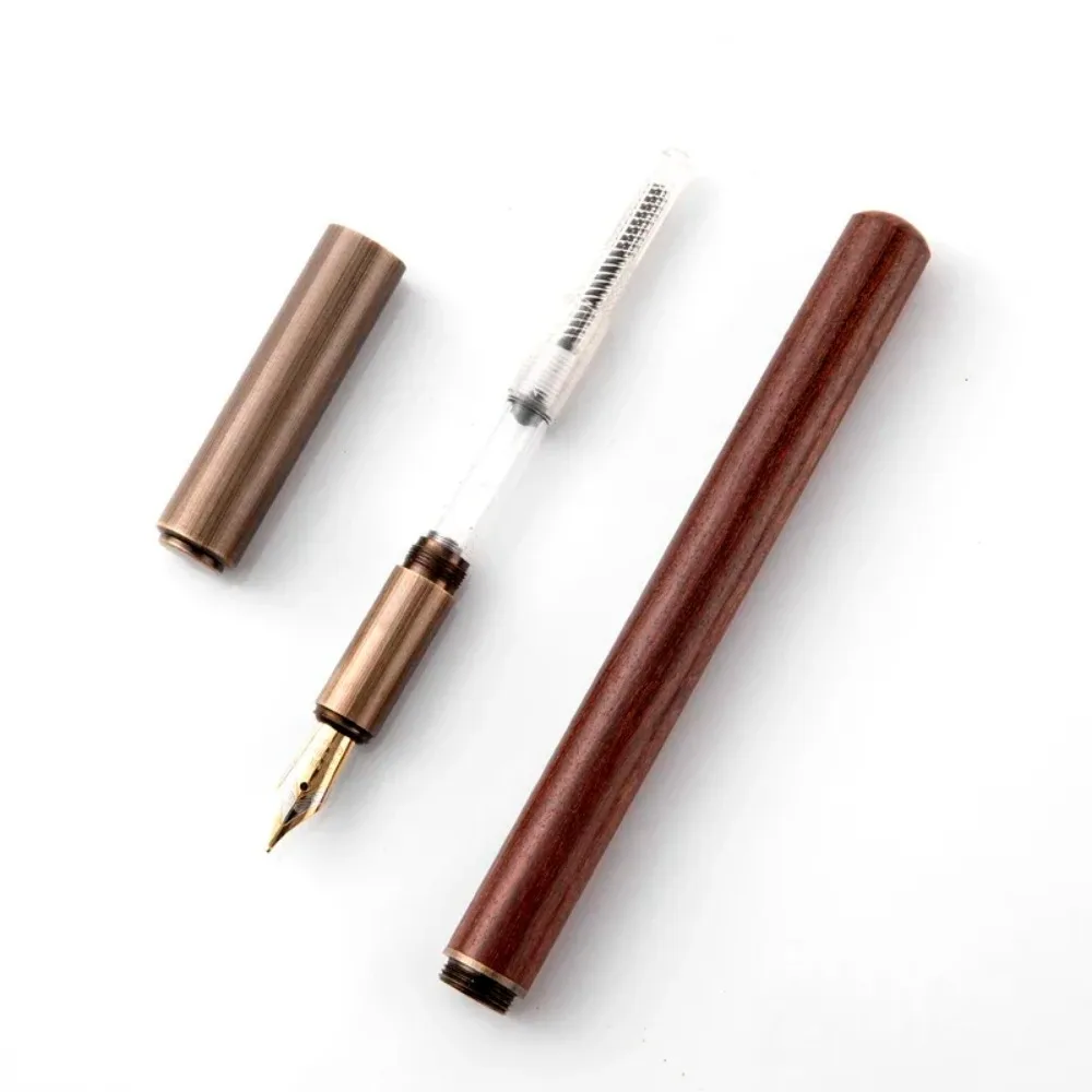 Luxury Retro Wood Bronze Fountain Pen Office Business Writing Art Calligraphy Ink Pens 0.5mm School Student Stationery Gifts image 5