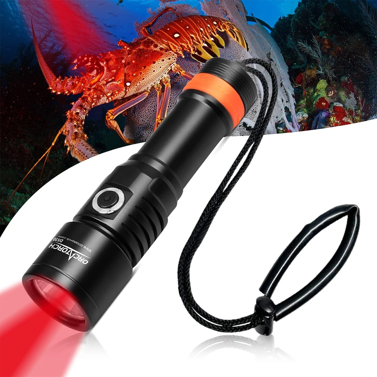 ORCATORCH D530 Plongée professionnelle lampe de poche Plongée sous-marine lumière Lampes de poche LED haute puissance Torche Rechargeable de plongée sous-marine