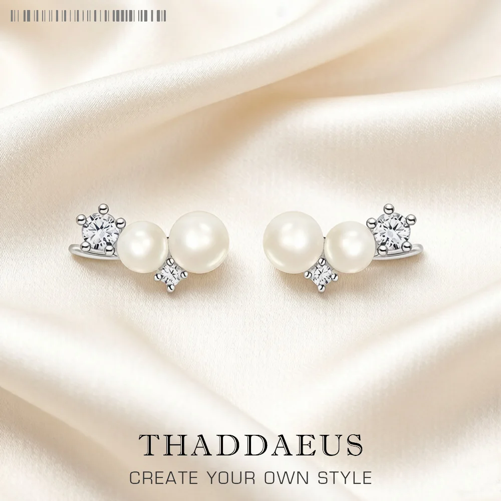 Ohrkletterer, Schneeperle, Zirkon, Europa-Stil, glamouröser feiner Schmuck für Frauen, Winter, romantisches Geschenk aus 925er Sterlingsilber, Super-Angebote