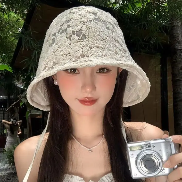 Women's Outdoor Openwork Printed Hat Breathable Wide Brim Soft Simple,  Versatile Summer