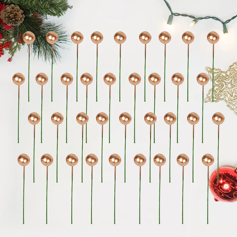 

100Pcs Golden Ball Berry Ornaments Realistic Christmas Decorations for Tree Holiday Party DIY Berry Accessories
