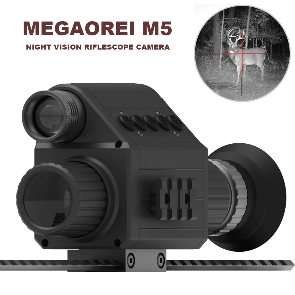 

Megaorei M5 Hunting Night Vision Riflescope 5X Zoom HD 1080P Video Photo Recording Digital Infrared Camera Surveillance Device