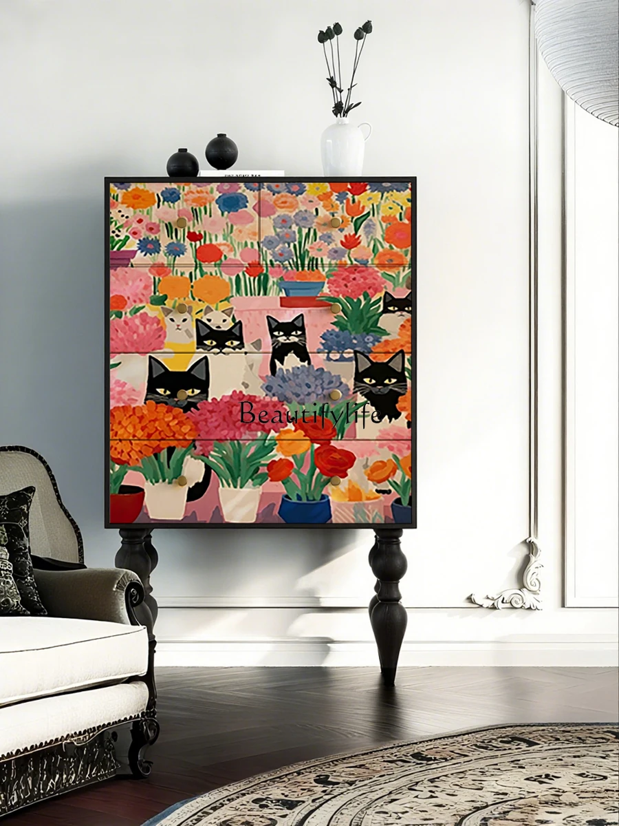 

Five-Drawer Cabinet Bedroom Storage Organizer Home Solid Wood Living Room Entryway Wall Display Cabinet