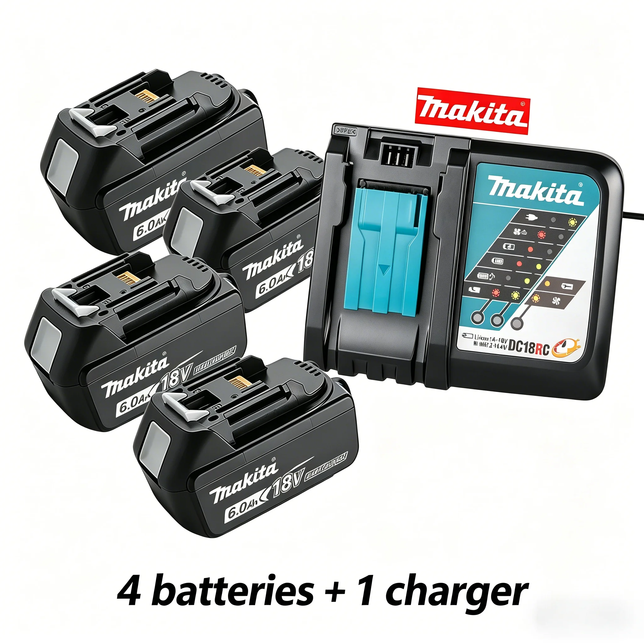 Originele Makita 18V 6.0Ah Batterij + DC18RC Snelle Lader Kit, BL1860B LXT Lithium Ion Power Tool Batterij, Gratis Verzending