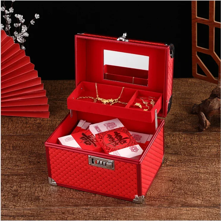 Jewelry box high-end European-style combination lock jewelry storage box multi-layer large capacity