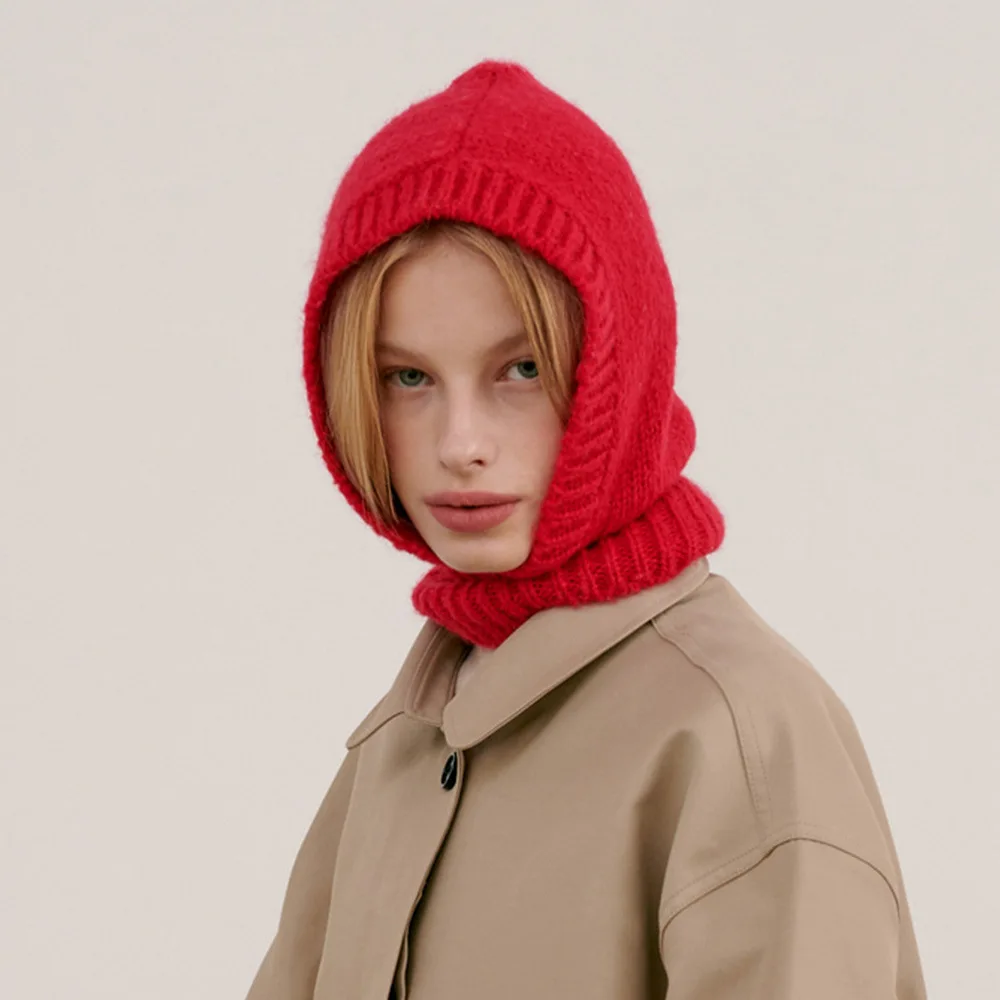 Y2k Women Knitted Balaclava Cap Winter Outdoor Unisex Men Warm Ear Protection Scarf Wool Pullover Snood Hat Collar Bonnet