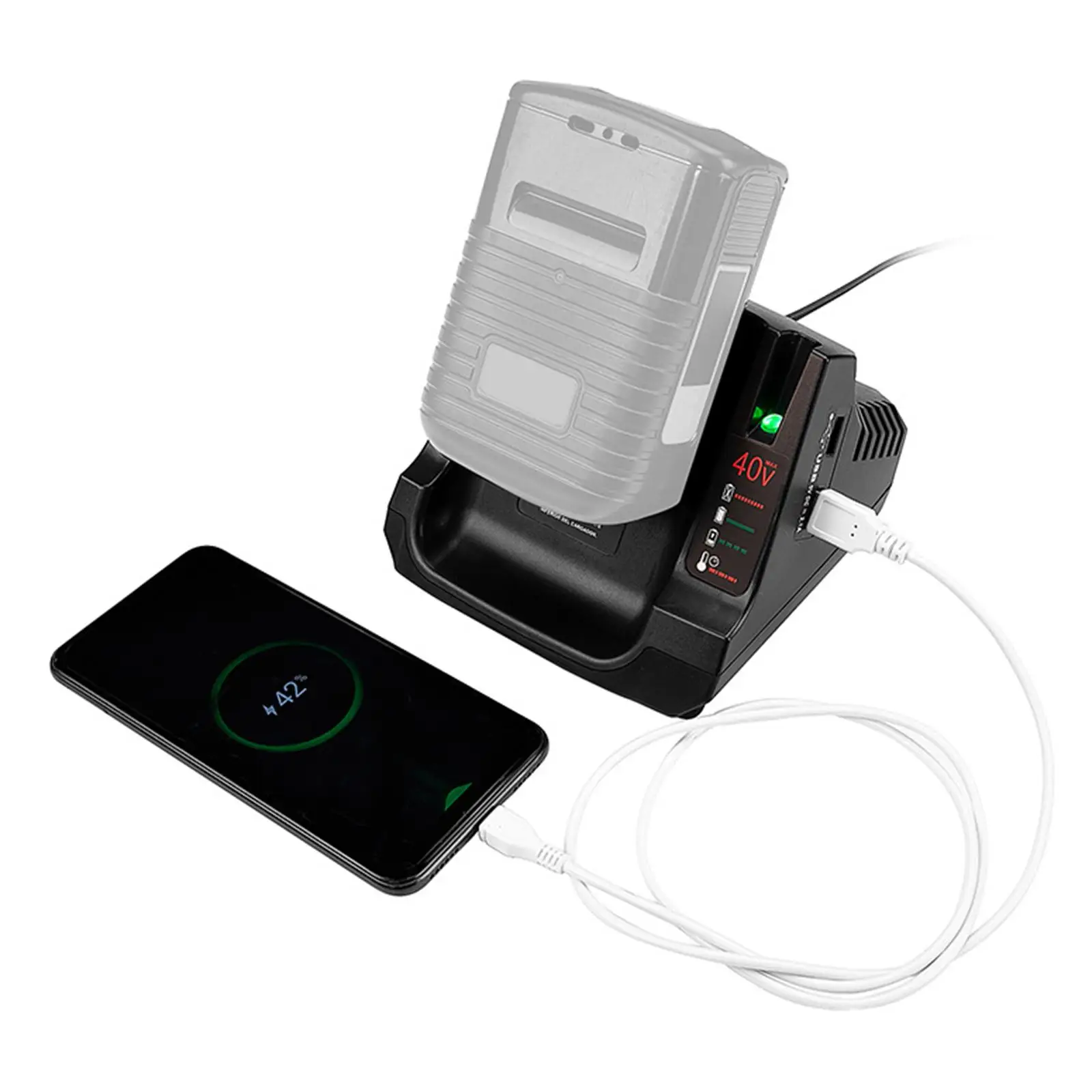 

Зарядное устройство для литий-ионных аккумуляторов и перезаряжаемый адаптер с улучшенной производительностью 3000 мАч для устройств Black Decker 40V LBX1540 LBXR2036