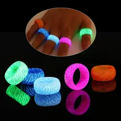 Fashion Colorful Luminous Resin Ring Women Men Fluorescent Glowing Rings Jewelry Glow In The Dark Finger Ring Band Halloween