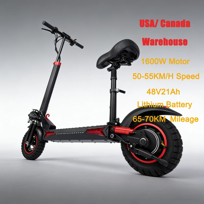 

Adult Electric Scooter 1600W Motor 48V21Ah Lithium Battery 65-70KM Mileage 150KG Load E Scooters Double Disc Brake/Suspension
