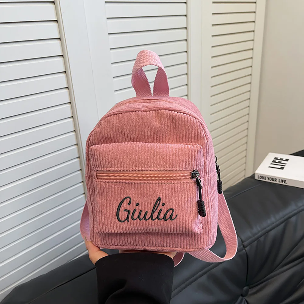 

Corduroy Material Backpack, 2025 Fashion Versatile Mini Women's Embroidery Custom Backpack, Lightweight Versatile Student Bag