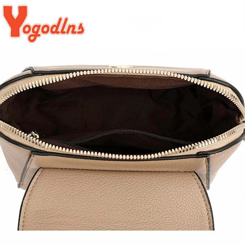 Yogodlns Luxury PU Leather Shoulder Bag For Women Solid Color Flap Crossbody Bag Fashion Brands Messenger Bag Shopping Purse