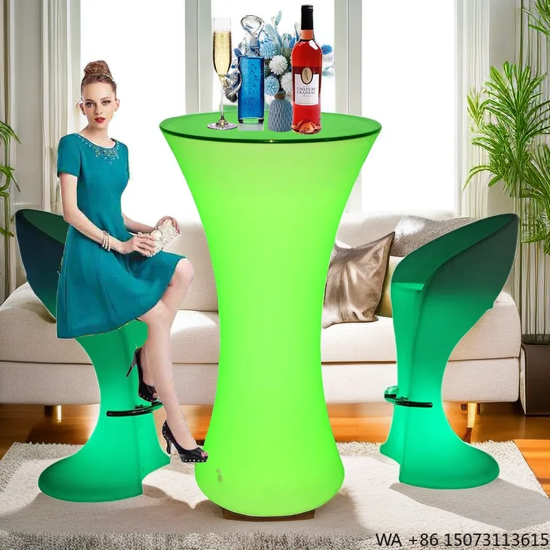 

Поставщики светодиодной мебели для вечеринок: уличный высокий барный стол со светодиодной подсветкой и стеклянной столешницей