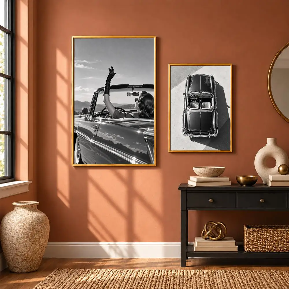 Retro Vintage Drive Poster Art Wall Stickers & Self-Adhesive Decals for Home, Bedroom & Living Room