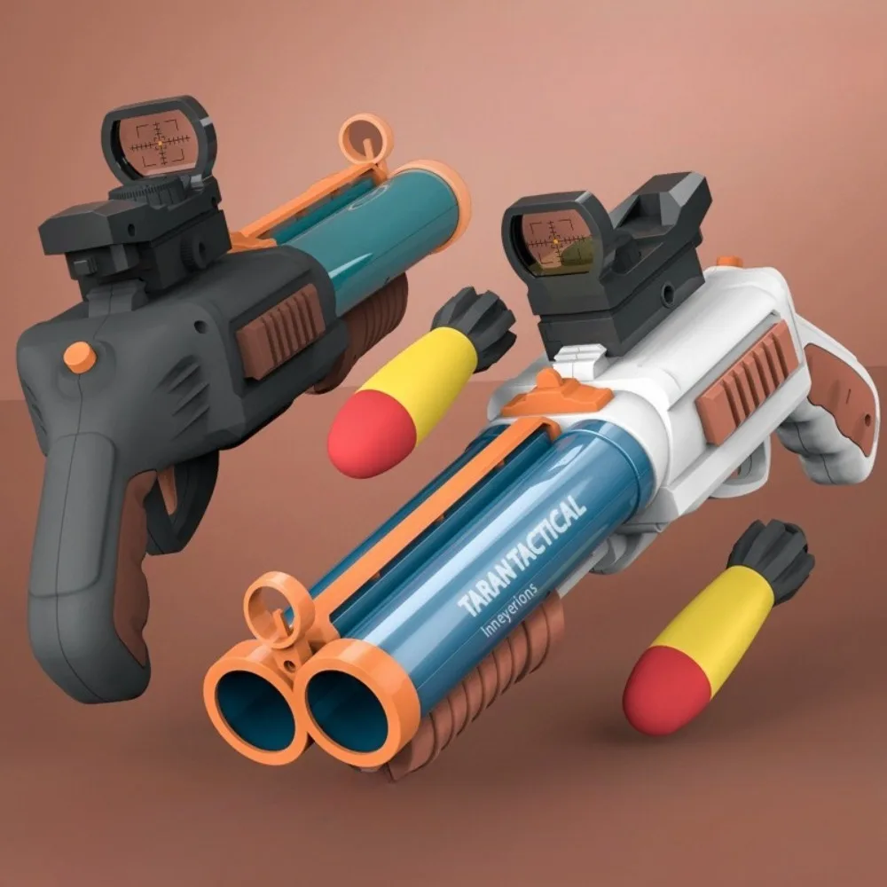 

Double Barrel Soft Bullet Toy Gun, Manual Foam Dart Blaster with Scope, Outdoor Safe Shooting Game Toy for Adults