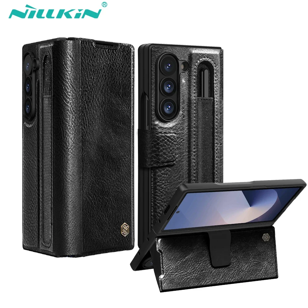

Nillkin For Samsung Galaxy Z Fold 6 5G Case Aoge Vintage Leather Case Card Pocket Book Cover For Galaxy Z Fold 6 With S-Pen Slot