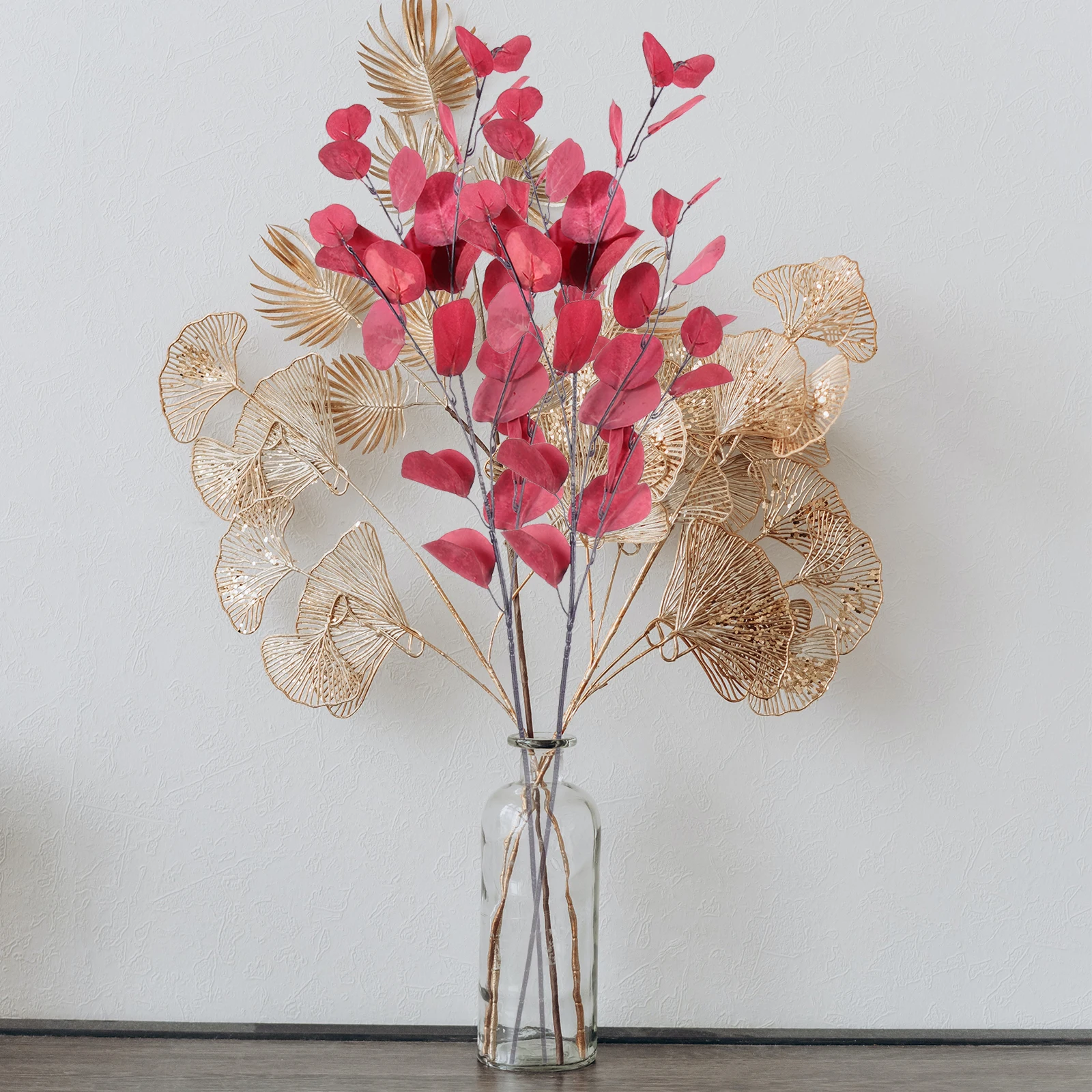 

Wedding Decorations Artificial Plant Leaves for Red Silk Flower Fake Eucalyptus Stems