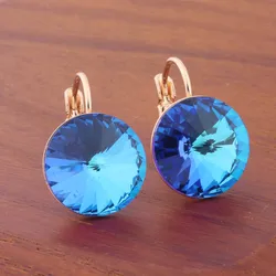 14mm Round Dangle Earrings for Women Rose Gold Color Unusual Earrings Luxury  High Quality Daily Fashion Jewelry