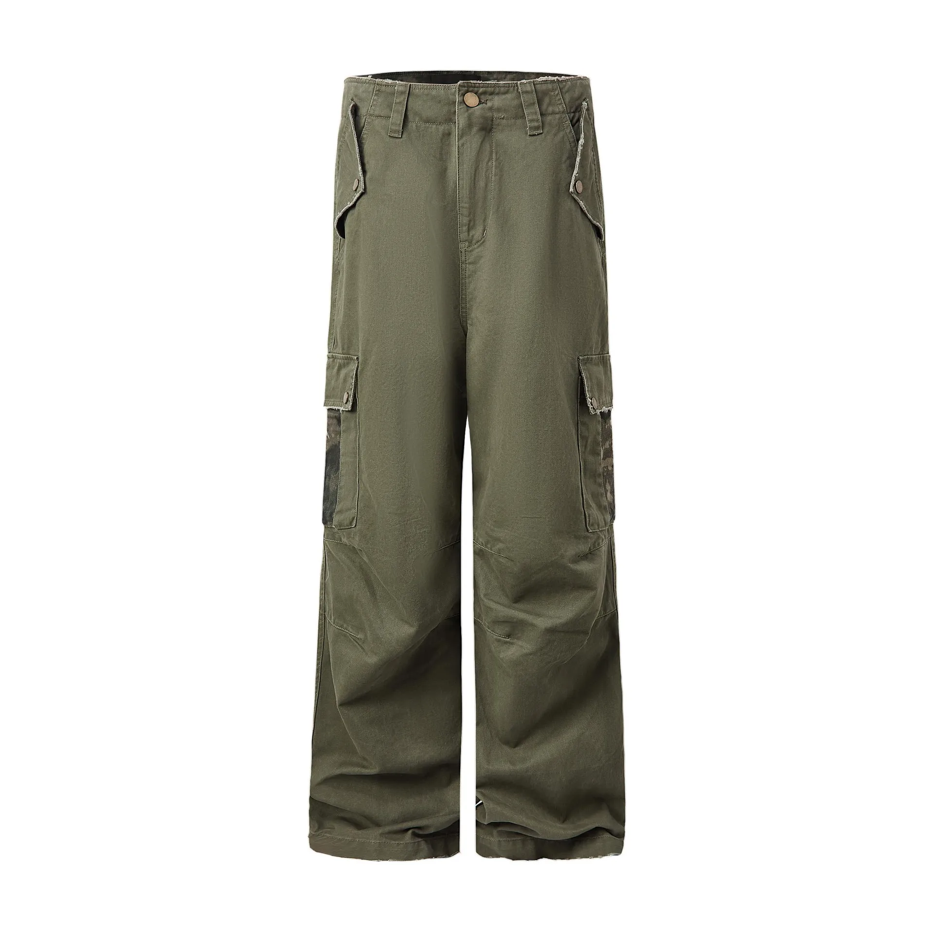 MADE EXTREME Vintage Street Wear Camouflage Pocket Ripped Cargo Pants